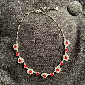 LAST CHANCE! 🎈Gold Chain Necklace with Red and White Crystal Detail